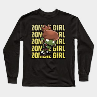 Zombie Girl Creepy Scary Kawaii Zombie Cute Halloween Outfit Long Sleeve T-Shirt